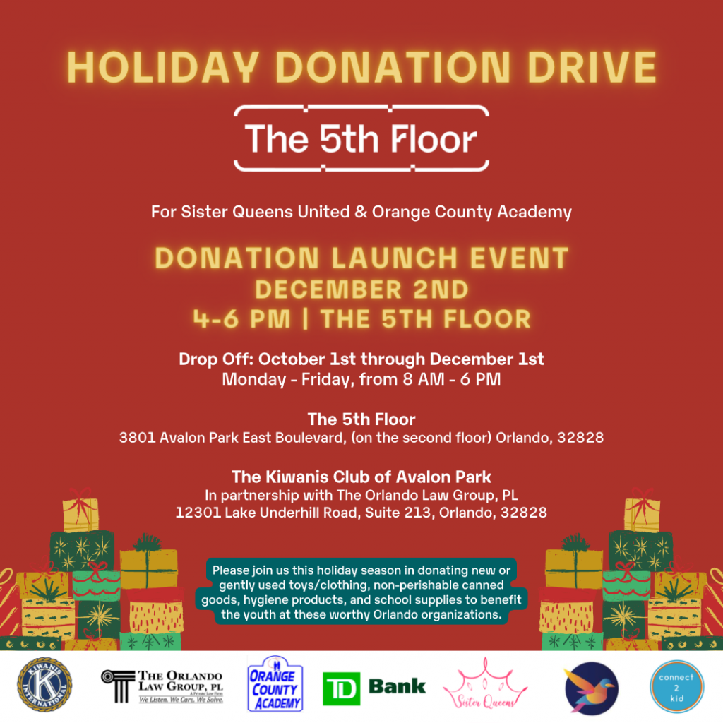 Holiday Donation Drive The 5th Floor Orlando The 5th Floor Orlando